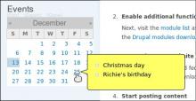 Calendar Tooltips example screenshot