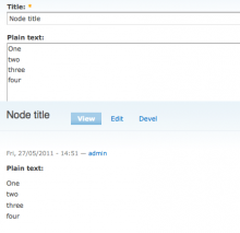 Screenshot for CCK plain text linebreaks