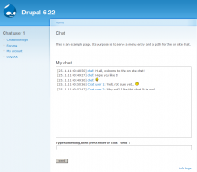 The chatblock in action, embedded in a page.