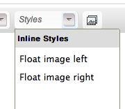 The CKEditor styles dropdown