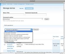 Comment Manager screen shot of action options.