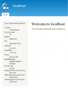Device geolocation's block showing visitor's geolocation details