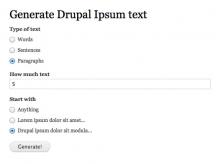 Drupal Ipsum tex generation form