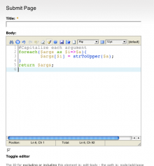 Editing a node with Editarea