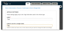 Field edit page with Field label plurals