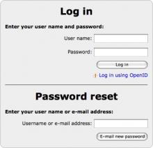 HTML authentication form