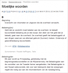Screenshot of the Lexicon output