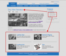 Using Menu Child Teaser Block, local navigation content is displayed as part of the current page