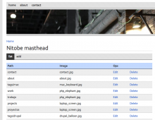 Nitobe Masthead Image module admin interface screenshot.