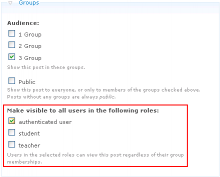 Options added to the node form by OG Access Roles