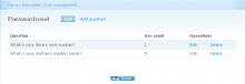 Password Reset module administration screen.