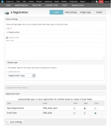 Registration configuration screen.