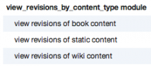 Sample permissions provided by the view_revisions_by_content_type module