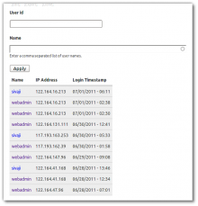 User IP Log Snapshot