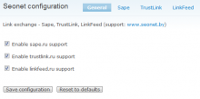 Seonet module settings page