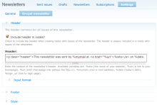 Settings provided by the Simplenews Template module in addition to themable templates.