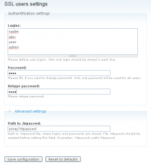 SSL Users Settings