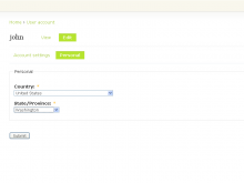 Profile location user edit page.