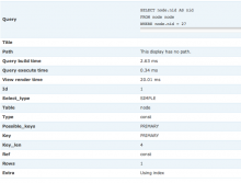 Views preview with explain info appended.