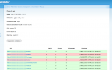 Site validation result set