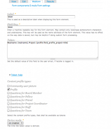 The component edit form