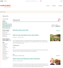 The Umami search page updated with web components