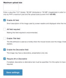 Screen capture of an image configuration form, with the module enabled.