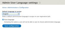 Admin User Language settings