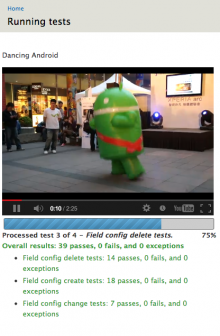 A video of dancing Android running during batch process in Drupal 7.