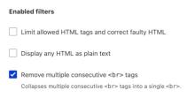 Text editor filters configuration