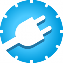 Icon of a plug over a clock face