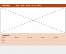 Wireframe showing Global Navigation header and footer