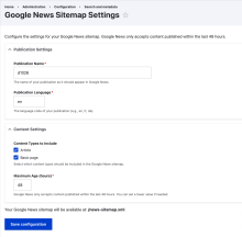 google new sitemap setting form