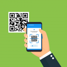 Guy scanning QR code
