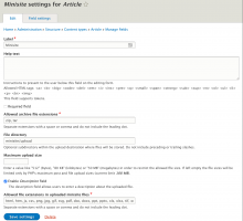 Screenshot of Minisite field settings