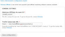 Omnistar Affiliate Module Configuration Page