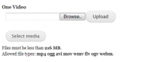 Video upload form with media browser element