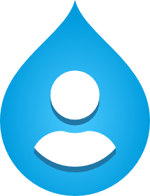Icon of a person's torso over a Drupal drop