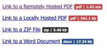 Screenshot showing sample of download link labels