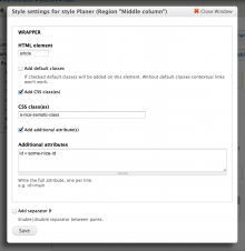 Planner settings for a region