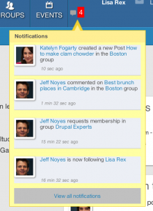 The notifications icon and alert box.