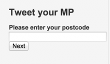 Tweet Your MP Enter Postcode form