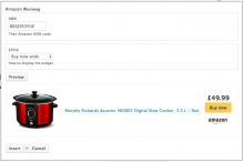 Amazon wysiwyg insert button and widget