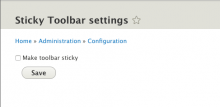 Checkbox for "Make toolbar stick" is unchecked.