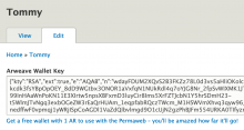 Users copy/paste their Arweave wallet key to be securely stored in the database.