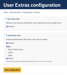 User Extras configurations
