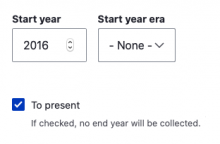 Widget showing input of 2016 to present, no era