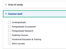Screenshot showing grouped checkboxes for two vocabulary fields