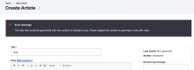 Error message to display when duplicate url alias would be generated.