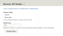 Drupal Resave All Nodes form screenshot